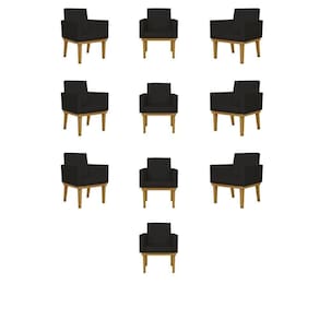 Kit 10 Poltronas Decorativas Reforçada Courino Escritorio Courino Preto