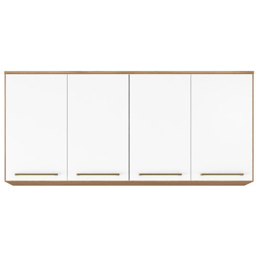Armário Aéreo Modulado Irlanda 4 Portas 168cm Mdp Amendola e Branco - Fabrica 1 Móveis