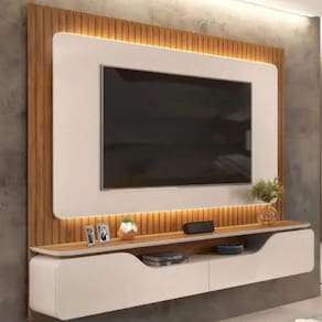 Painel Para Tv De Até 70" Treviso Ripado Com Led Off White Freijó - Fabrica 1 Móveis