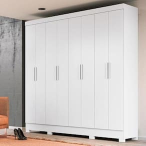 Guarda Roupa Casal Diplomata 8 Portas 4 Gavetas Branco - Fabrica 1 Móveis