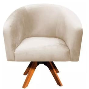 Poltrona Decorativa Juliana Giratória Suede Bege - Fábrica 1 Móveis