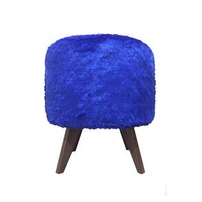 Puff Pé Palito Redondo Não é Segredo Astracan Pelúcia Azul 40x45