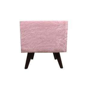 Puff Pé Palito Redondo Não é Segredo Astracan Pelúcia Rosa Pés Marrom 40x45