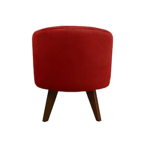 Puff Pé Palito Redondo Não é Segredo Veludo Vermelho 40x45