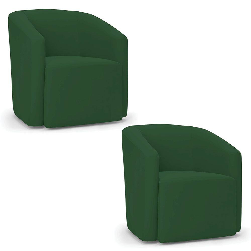 Poltrona Decorativa Orgânica Kit 2 Stella Max Veludo Verde D03 - D`Rossi