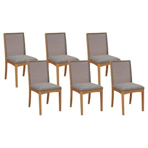 Cadeira Sala De Jantar Lara Kit 6 Un Carvalho-linho Cinza Tela Chumbo A056b - Kappesberg