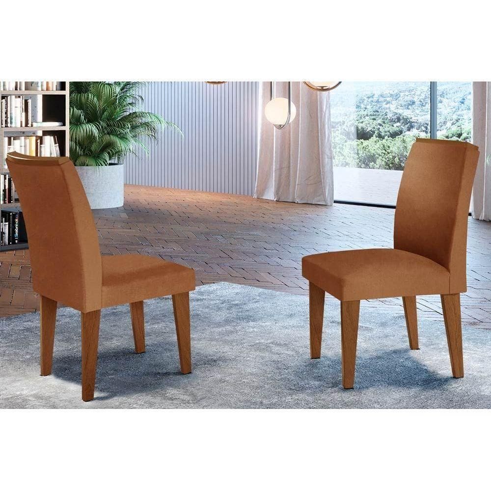 Cadeira Sala De Jantar Lunara Kit 2 Un Imbuia-veludo Creme Rufato