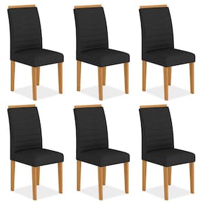 Kit 6 Cadeiras Estofadas Lima Cinamomo/preto - Móveis Arapongas