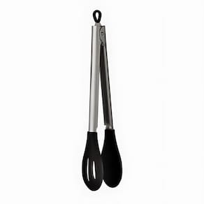 Pegador Pinça Alimentos Silicone E Aço Inox Colher Tensão
