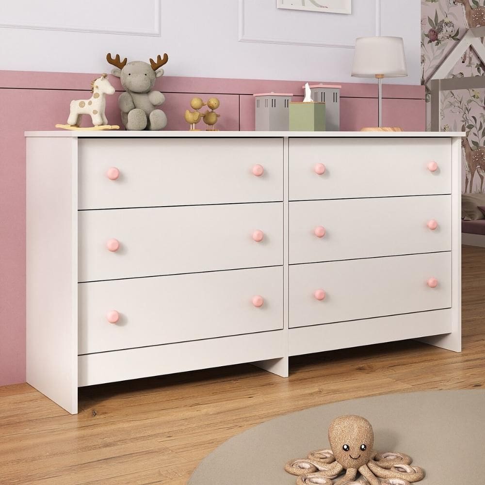 Cômoda Infantil 136cm com 6 Gavetas Multimóveis MP4335