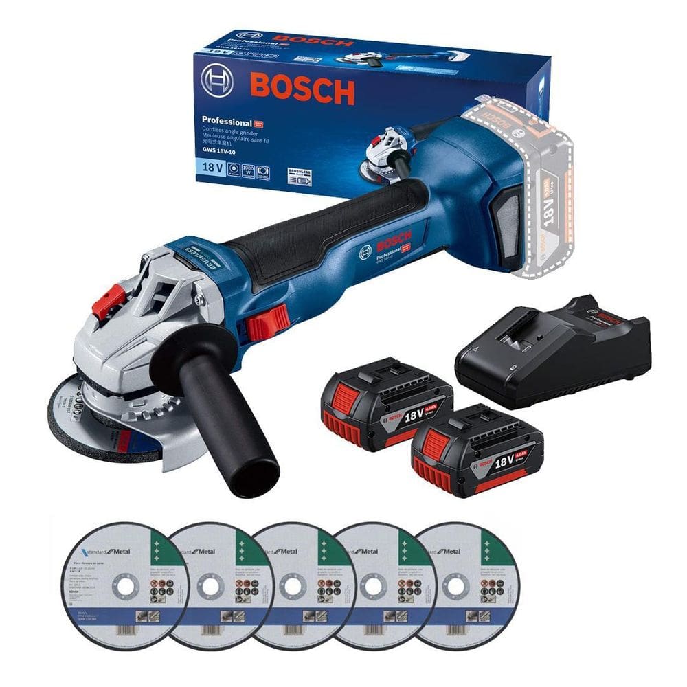 Esmerilhadeira Bosch Bater Gws 18V-10 18V + 2Bat 4A E Carreg