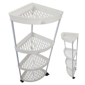 Carrinho de Canto 4 Andares Prateleira Rack Gancho Rodas Estante Casa Cozinha Banheiro Salao de Beleza Armazenamento Organizaçao Multiuso Resistente