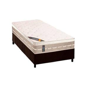 Cama Box Solteiro: Colchão Molas Bonnel Castor Tecnopedic Premium + Base Crc Suede Brown(88X188)