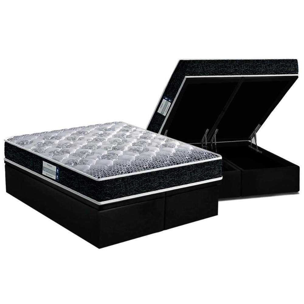 Cama Box Baú Queen: Colchão Ortopédico Probel D33/Ep Prodormir Tech1500 + Base Black(158X198)