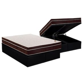 Cama Box Baú Queen: Colchão Ortopédico Ortobom Exclusive + Base Crc Courano Black(158X198)