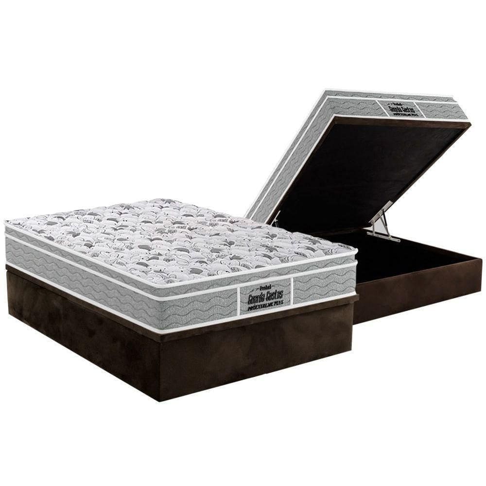 Cama Box Baú Casal: Colchão Anatômico Probel D45 / Ep Guarda Costas Plus + Base Brown(138X188)