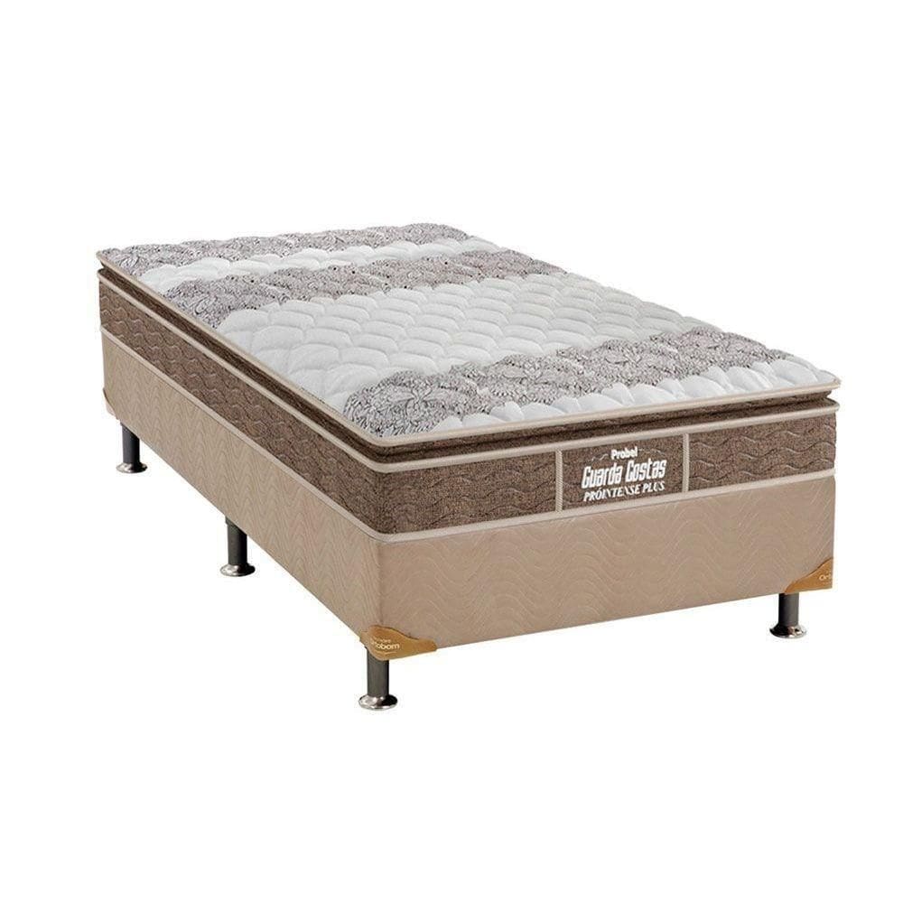 Cama Box Solteiro: Colchão Ortopédico Probel D33/Ep Guarda Costas Plus + Base Clean(88X188)
