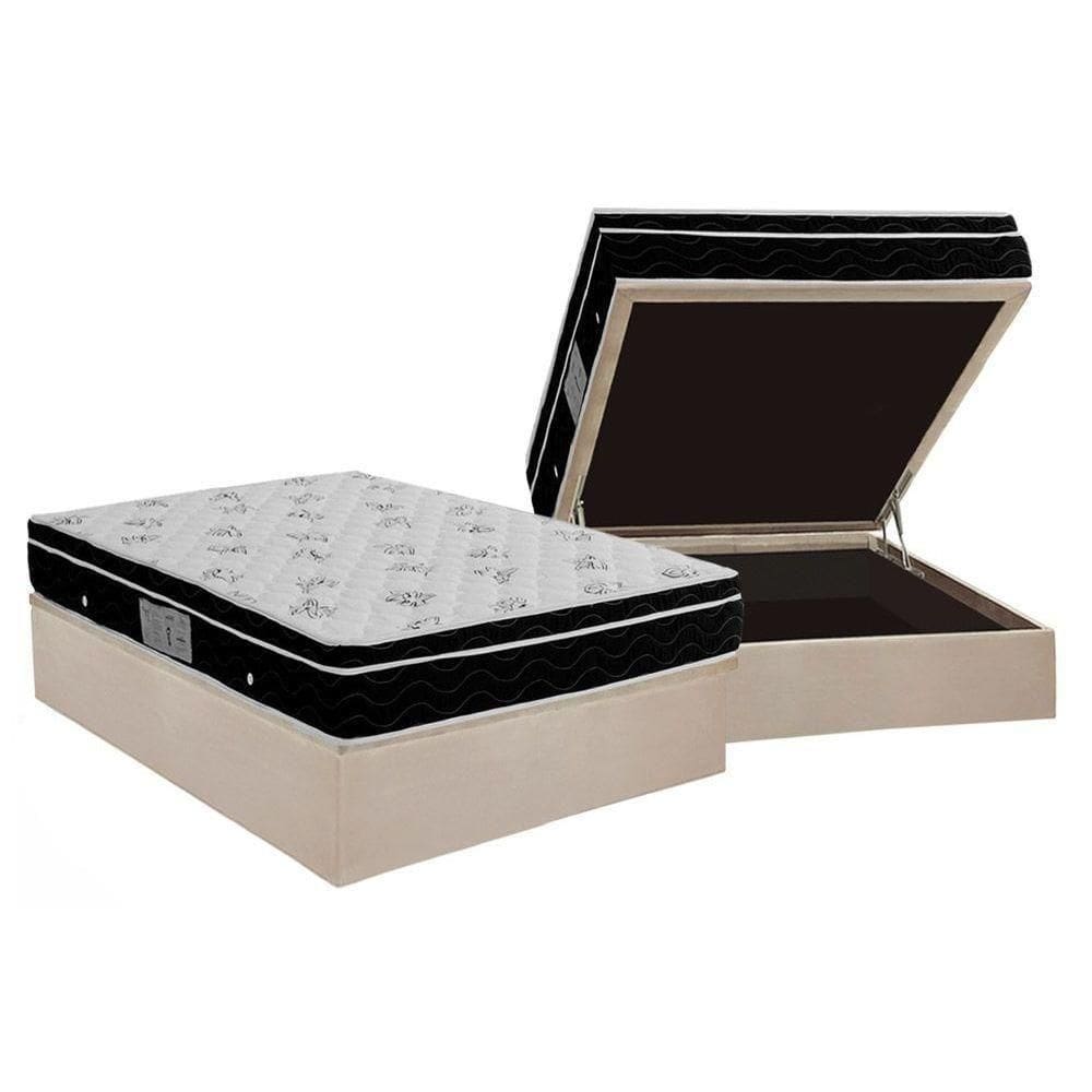 Cama Box Baú Casal: Colchão Molas Bonnel Ortobom Nanolastic Physical + Base Crc Suede Clean(138X188)