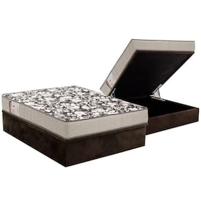 Cama Box Baú Casal: Colchão Espuma Ortobom D26 Physical Ultra ResistenteBase Suede Brown(138x188)