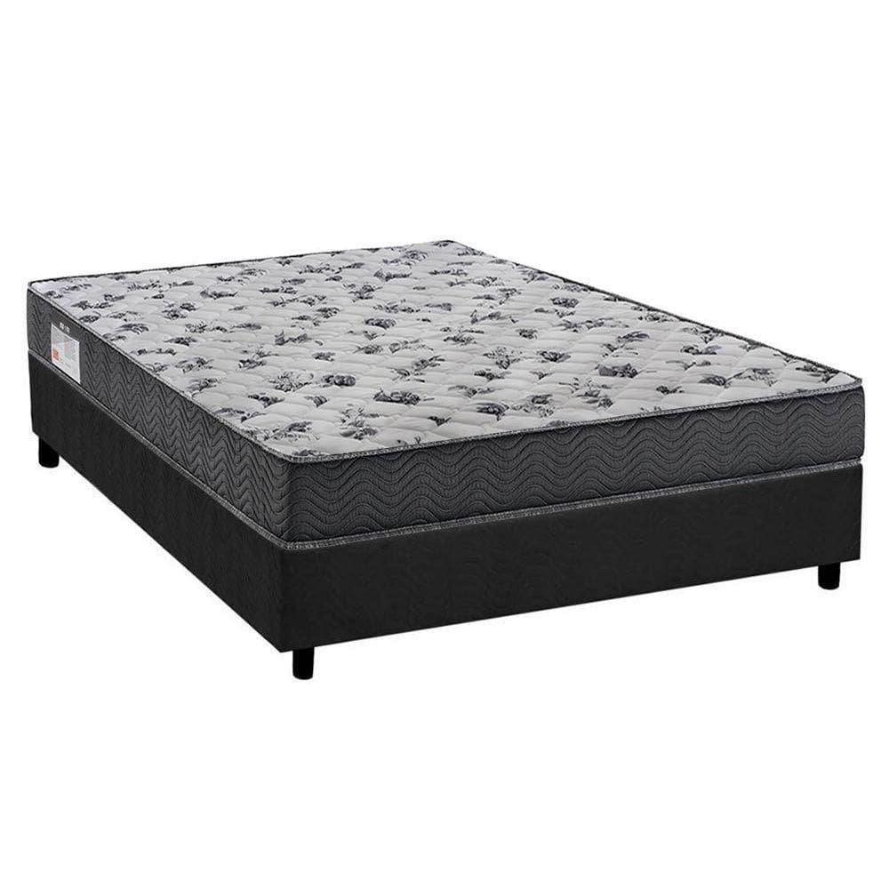 Cama Box Casal: Colchão Ortopédico Ortobom D33/Ep Iso 100 Ultra Firme + Base Crc Suede Gray(138X188)