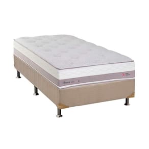 Cama Box Solteiro: Colchão Molas Herval Maxspring Tower + Base Crc Suede Clean(88X188)