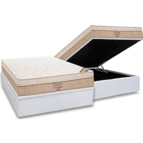Cama Box Baú Casal: Colchão Molas Bonnel Ortobom Nanolastic Elegant + Base White(138X188)