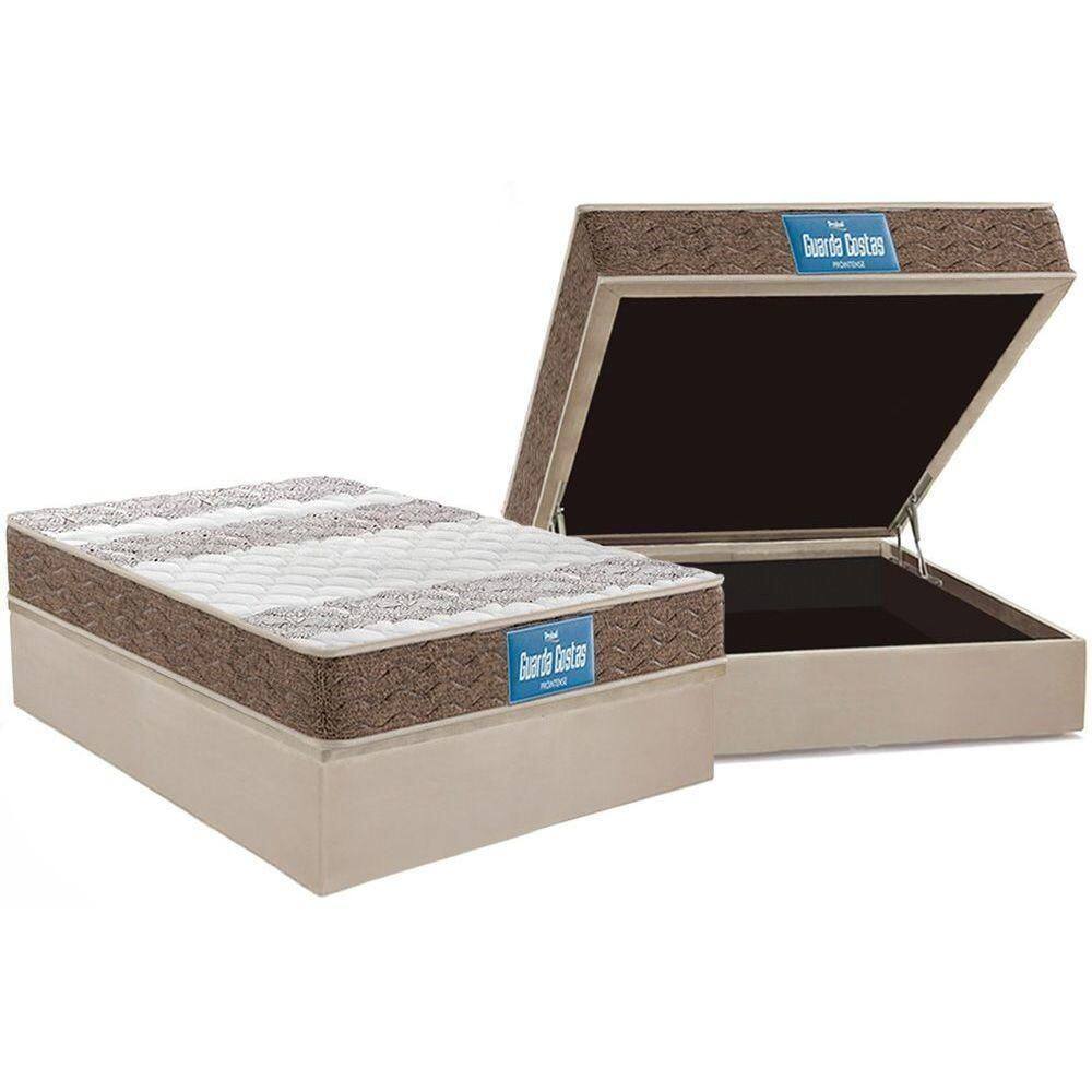 Cama Box Baú Casal: Colchão Espuma D33 Probel / Ep Próintense Plus + Base Clean(138X188)