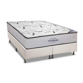 Cama Box Queen: Colchão Espuma Ortobom D45 High Foam + Base Crc Courano White(158x198)