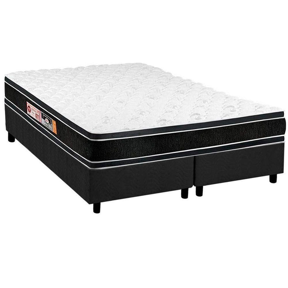 Cama Box Queen: Colchão Espuma D33 Castor Black E White + Base Crc Suede Gray(158X198)