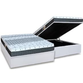 Cama Box Baú Casal: Colchão Molas Bonnel Castor System Class One Face + Base White(138X188)