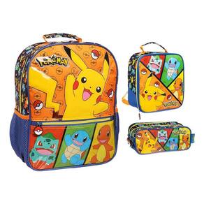 Kit Mochila Pokemon Go Costas Infantil Masculina Escolar G