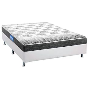 Cama Box Casal: Colchão Espuma Probel Guarda Costas Black + Base Crc Courano White(138X188)