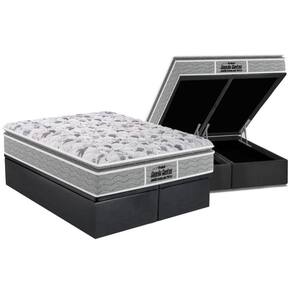 Cama Box Baú King: Colchão Probel D45 / Ep Guarda Costas Plus Pillow Top + Base Gray(193X203)