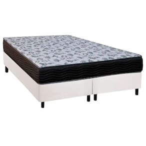 Cama Box Queen: Colchão Ortopédico Ortobom D33/Ep Fort Tech Iso 100 + Base White(158X198)