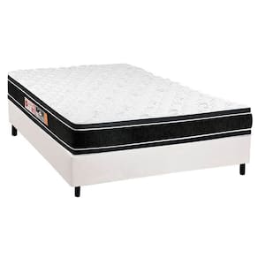Cama Box Casal: Colchão Espuma Castor D33 Black E White Double Face + Base White(138X188)