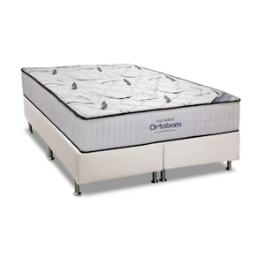Cama Box Queen: Colchão Espuma Ortobom D45 High Foam + Base Crc Courano White(158X198)