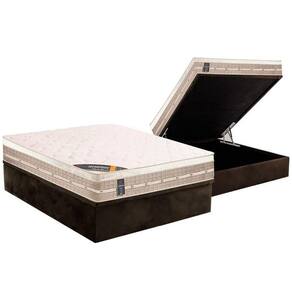 Cama Box Baú Casal: Colchão Molas Bonnel Castor Premium Tecnopedic + Base Crc Suede Brown(138X188)