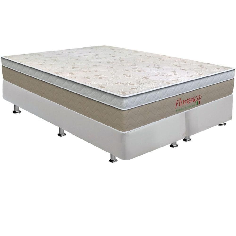 Cama Box King: Colchão Molas Bonnel Orthoflex Florença + Base Crc Courano White(193x203)