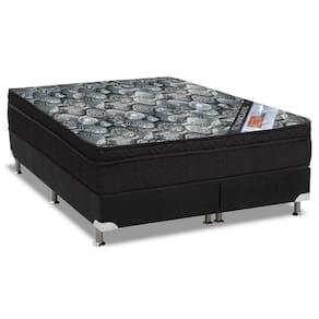 Cama Box Queen: Colchão Molas Bonnel Ortobom Nanolastic Iso Firme + Base Crc Suede Black(158X198)
