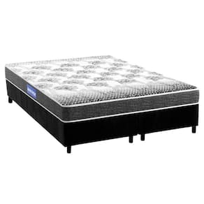 Cama Box Queen: Colchão Espuma Probel Guarda Costas Resistente + Base Crc Suede Black(158X198)