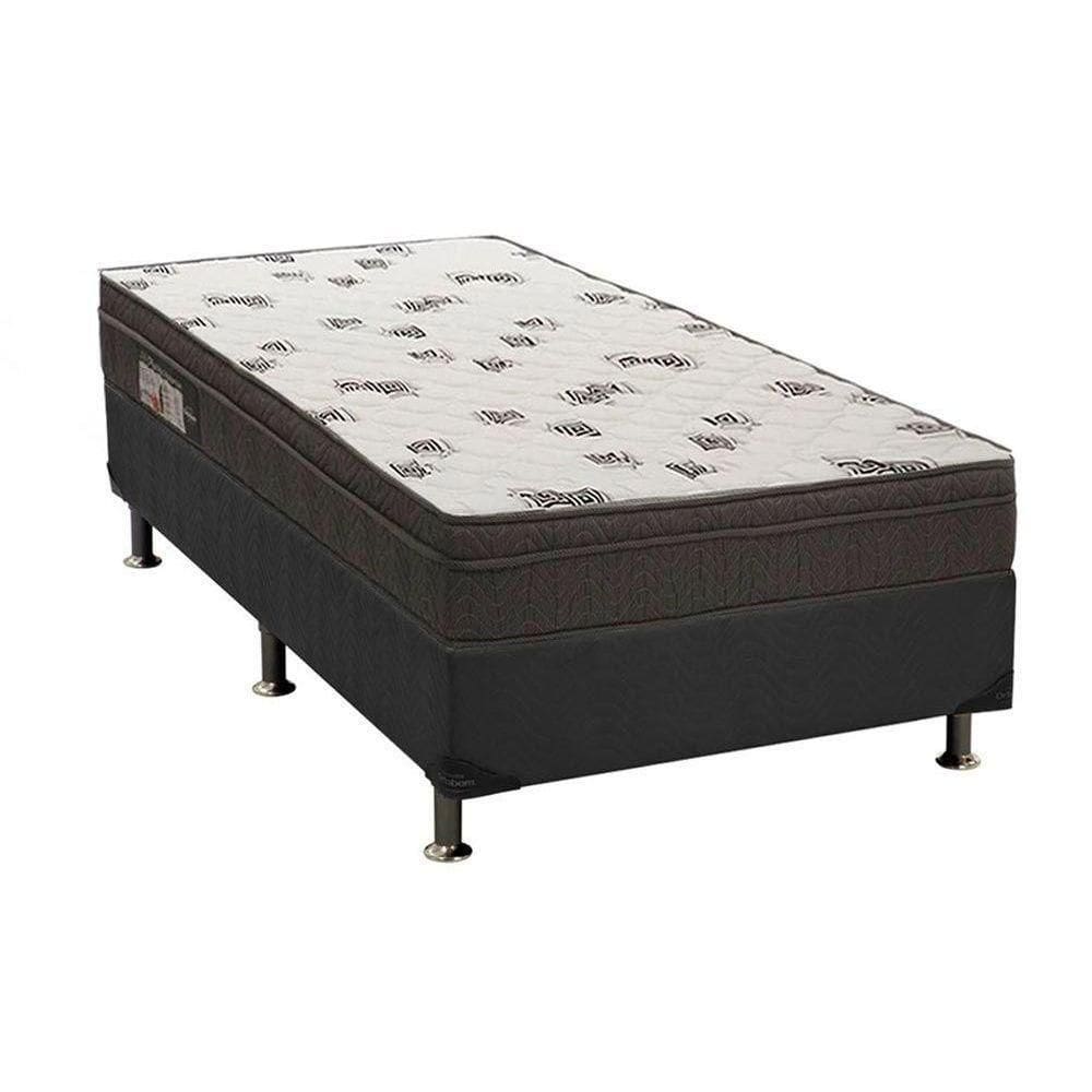 Cama Box Solteiro: Colchão Espuma D45 Ortobom Light Saúde Ortopilow + Base Crc Suede Black(88X188)