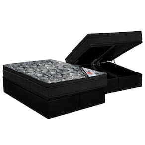 Cama Box Baú Queen: Colchão Molas Bonnel Ortobom Nanolastic Fort Tech Iso + Base Black(158X198)