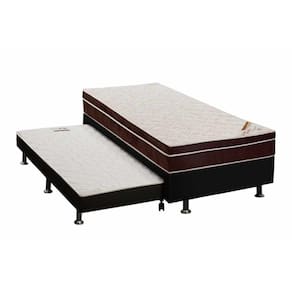 Cama Box C/Auxiliar Solteiro: Colchão Ortopédico Ortobom Exclusive + Base Crc Courano Black(88X188)