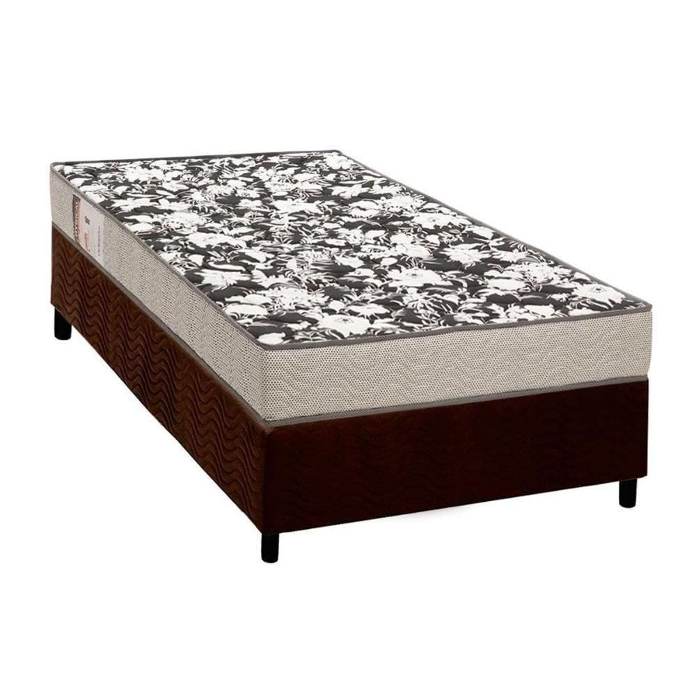 Cama Box Solteiro: Colchão Espuma Ortobom Physical Ultra Resistente + Base Crc Suede Brown(88X188)