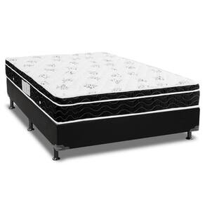 Cama Box Casal: Colchão Molas Bonnel Ortobom Nanolastic Physical Spring + Base Black(138X188)
