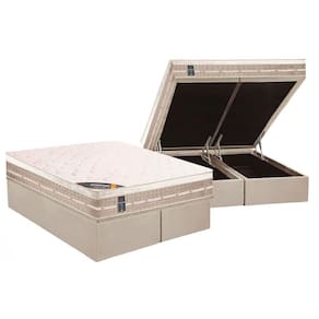 Cama Box Baú King: Colchão Molas Bonnel Castor Premium Tecnopedic + Base Crc Suede Clean(193x203)