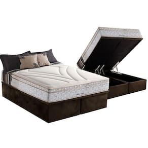 Cama Box Baú King: Colchão Molas Herval Maxspring American + Base Crc Suede Brown(193X203)