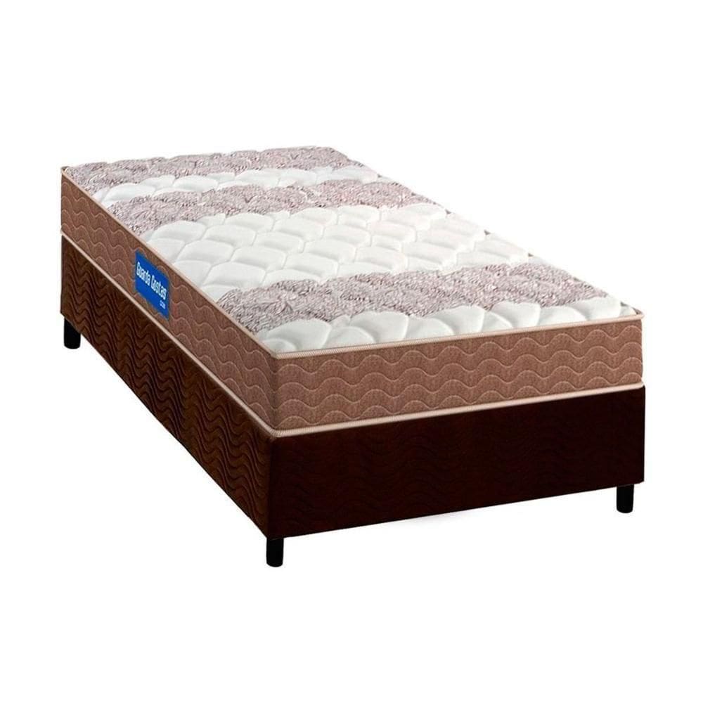 Cama Box Solteiro: Colchão Espuma D33 Probel Guarda Costas + Base Crc Suede Brown(88X188)