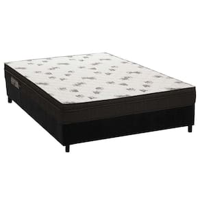Cama Box Casal: Colchão Espuma D45 Ortobom Light Ortopilow + Base Crc Suede Black(138X188)
