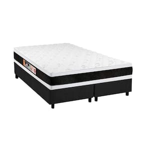 Cama Box Queen: Colchão Espuma D45 Castor Black E White Air Double Face + Base Gray(158X198)